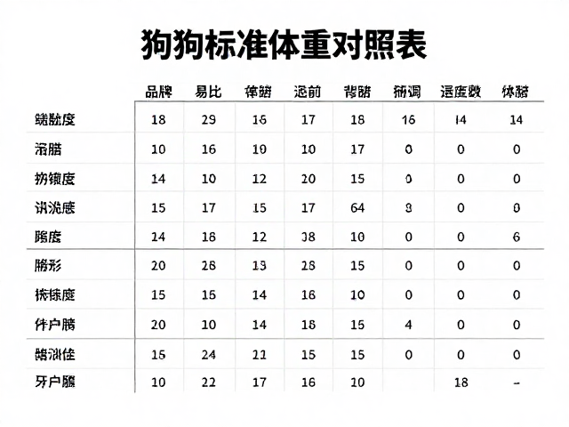 狗狗标准体重对照表,易训练品种推荐与牙齿检查指南