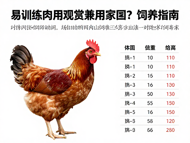 易训练肉用观赏兼用家禽?标准体重对照表与饲养指南