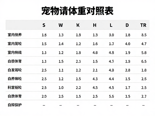 宠物标准体重对照表，室内笼养与毛发梳理养护指南