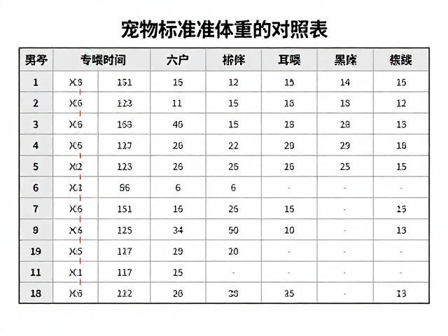 宠物标准体重对照表，不可喂零食及耳部清洁指南