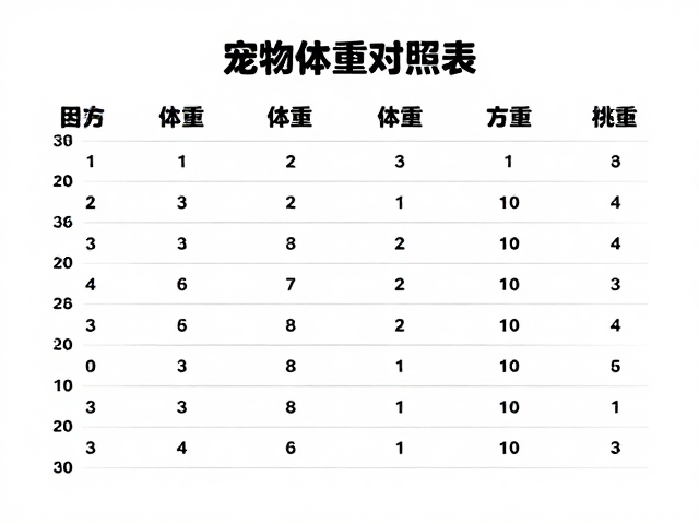 宠物标准体重对照表,不可喂零食及耳部清洁指南