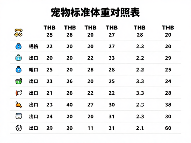 宠物标准体重对照表，不可喂零食及耳部清洁指南