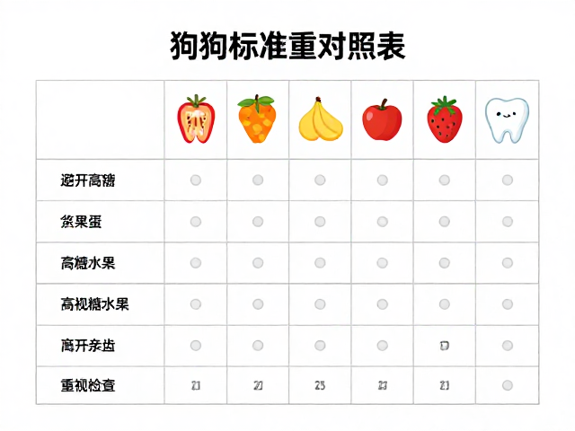 狗狗标准体重对照表，避开高糖水果，重视牙齿检查