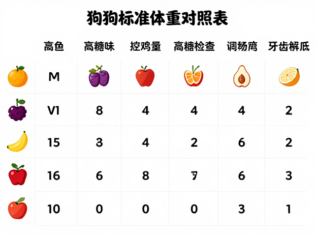 狗狗标准体重对照表，避开高糖水果，重视牙齿检查