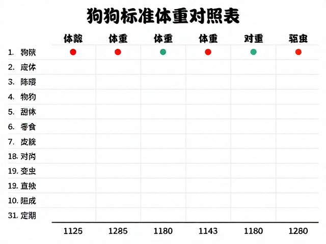 狗狗标准体重对照表,不可喂人类零食与定期驱虫指南