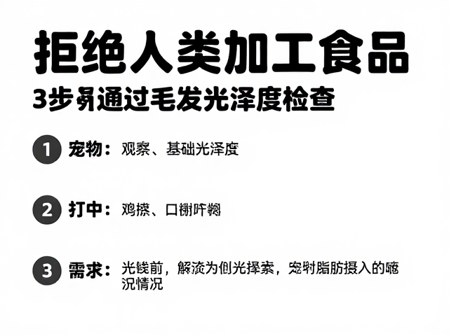 拒绝人类加工食品!3步通过毛发光泽度检查,选对宠物主粮指南