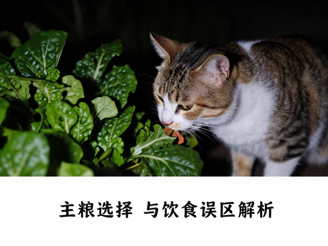 猫夜间活跃吃深色绿叶菜?主粮选择与饮食误区解析