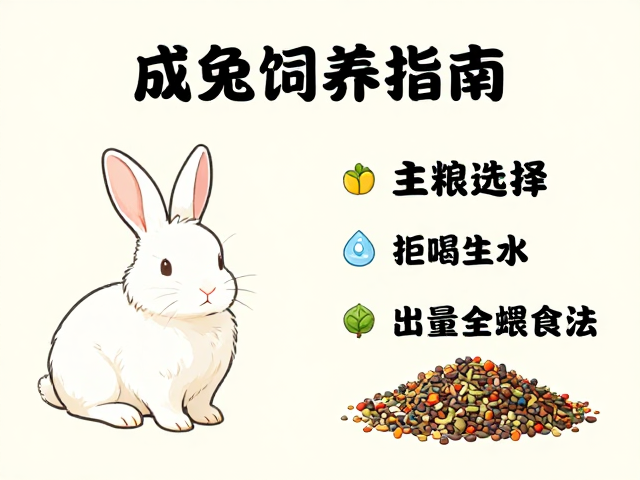 成兔饲养指南,主粮选择、拒喝生水与定时定量喂食法