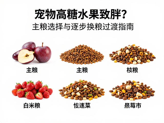 宠物高糖水果致胖?主粮选择与逐步换粮过渡指南