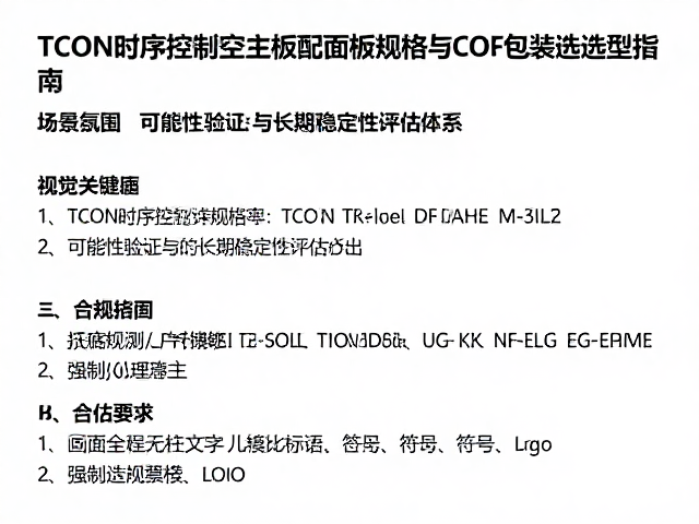 TCON时序控制主板匹配面板规格与COF封装选型指南