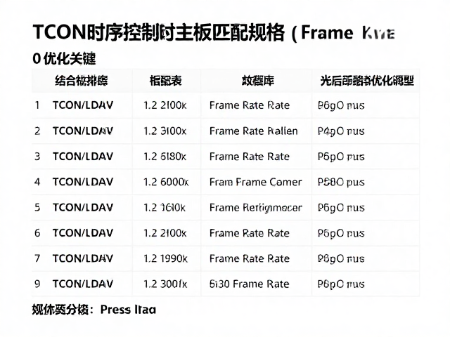 TCON时序控制主板匹配面板规格与Frame Rate优化指南