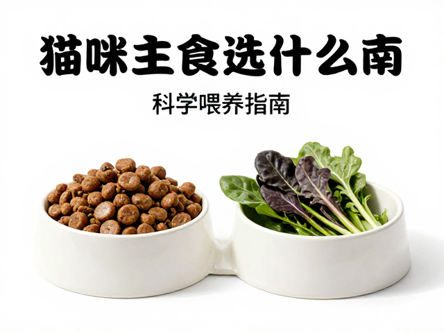 猫咪主食选什么?搭配重型陶瓷食盆与深色绿叶菜,科学喂养指南