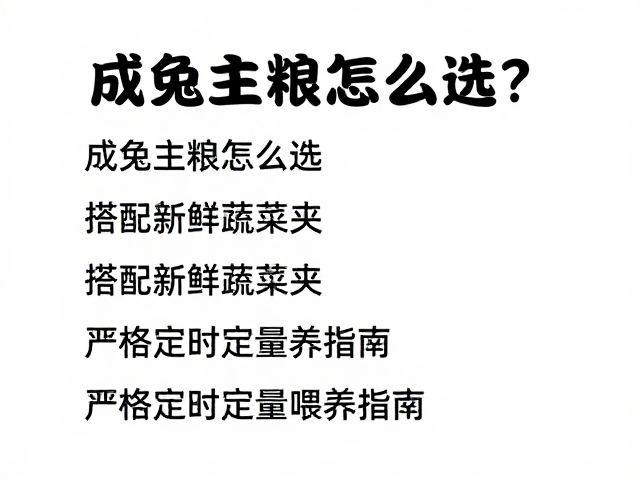 成兔主粮怎么选?搭配新鲜蔬菜夹,严格定时定量喂养指南