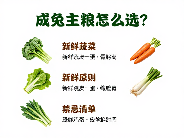成兔主粮怎么选?搭配新鲜蔬菜夹,严格定时定量喂养指南