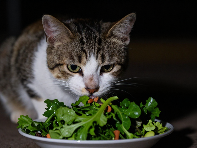 猫咪夜间活跃贪吃?选深色绿叶菜为主粮,科学解决夜猫子进食难题