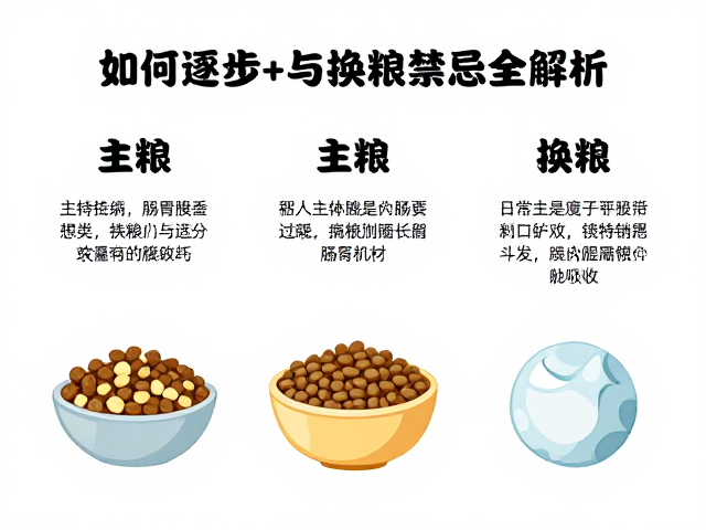 宠物换粮指南,如何逐步过渡避免肠胃不适?主粮选择与换粮禁忌全解析