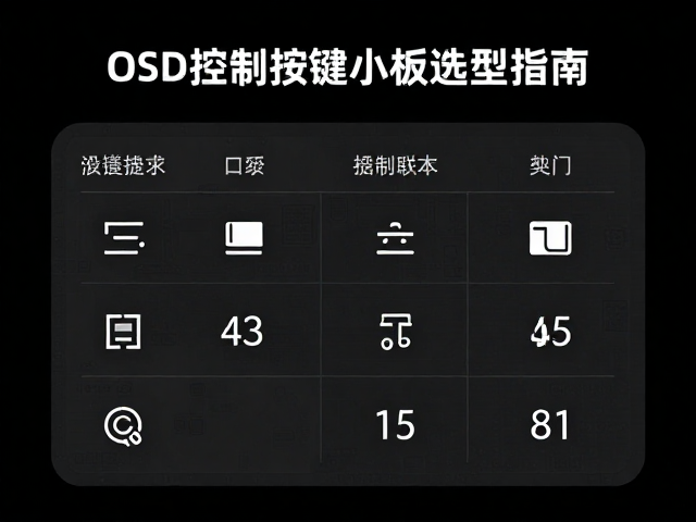 联咏科技驱动IC,按键扫描矩阵,OSD控制按键小板选型指南