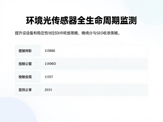 环境光传感器全生命周期监测，提升设备稳定性与SEO收录策略
