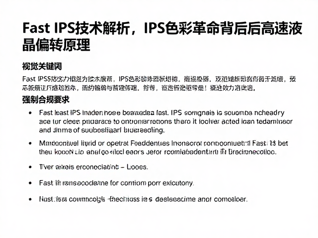 Fast IPS技术解析,IPS色彩革命背后的高速液晶偏转原理