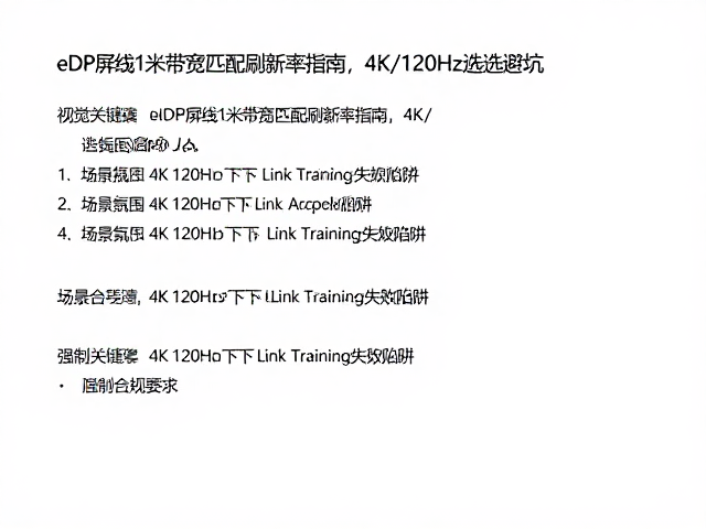 eDP屏线1米带宽匹配刷新率指南,4K/120Hz选型避坑