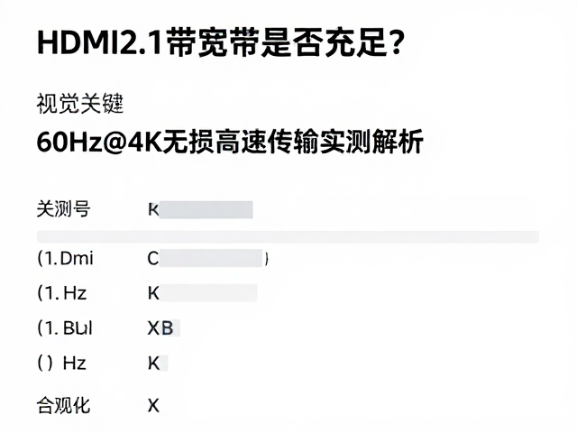 HDMI2.1带宽是否充足？60Hz@4K无损高速传输实测解析