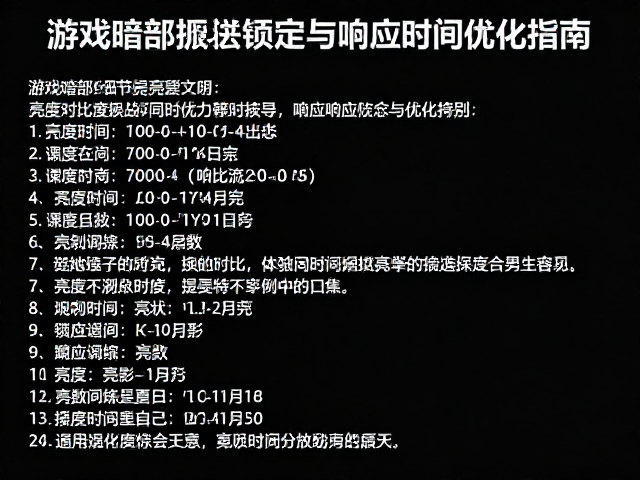游戏暗部细节提亮算法,亮度对比度锁定与响应时间优化指南