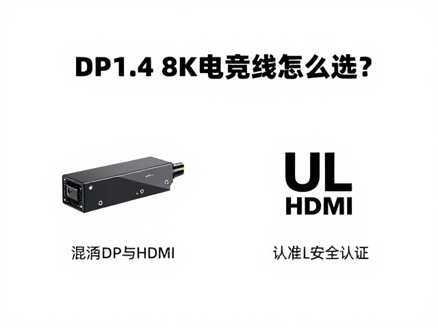 DP1.4 8K电竞线怎么选?避坑混淆DP与HDMI,认准UL安全认证