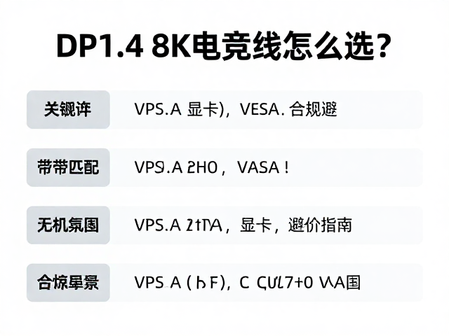 DP1.4 8K电竞线怎么选?带宽匹配显卡,VESA合规避坑指南