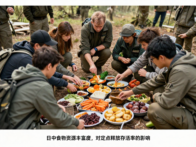 个体野化训练中食物资源丰富度对定点释放存活率的影响