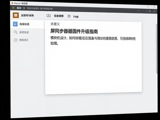 多屏同步器固件升级指南,模块化设计如何提升设备稳定性与兼容性