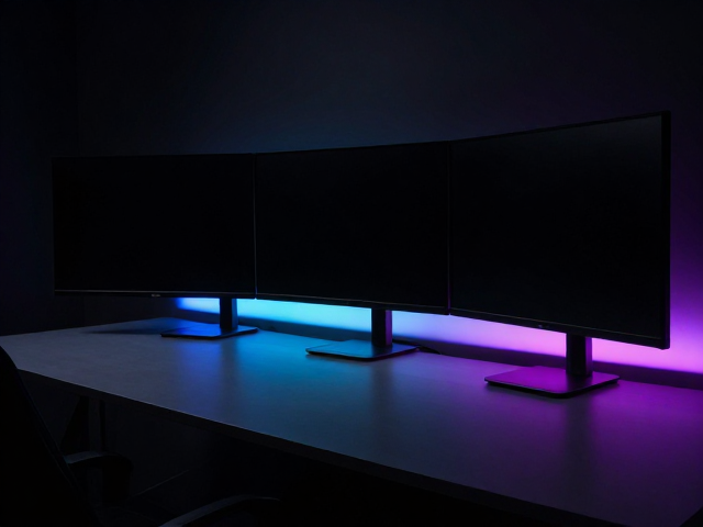 多屏拼接支架连接件,升降旋转支架,RGB灯带装饰,打造沉浸式桌面