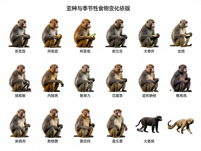 国际灵长类学会资料,亚种对比与季节性食物变化图鉴
