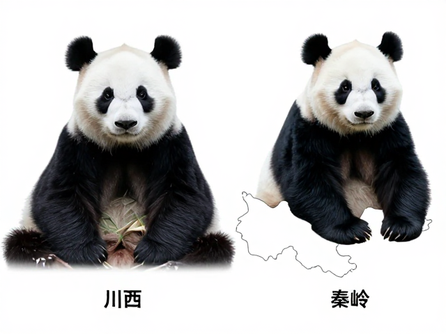 大熊猫亚种对比,川西与秦岭分布地图,揭秘文化象征意义