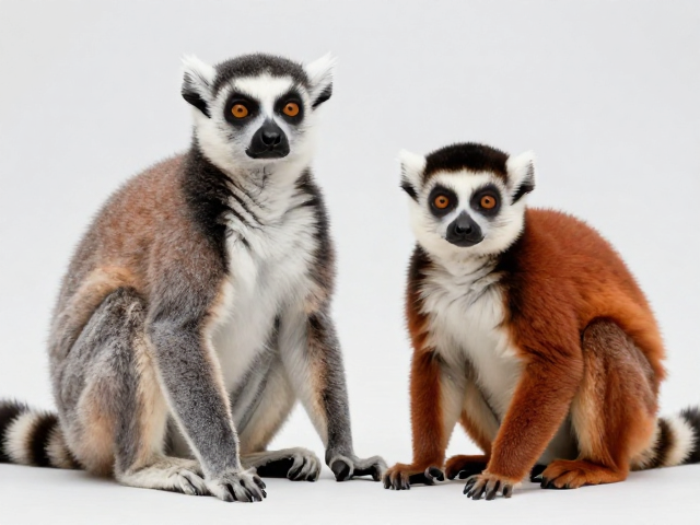 环尾狐猴与红腹狐猴体型大小对比,谁更小巧灵动?