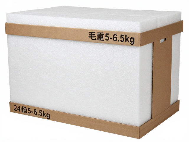 24寸包装毛重5-6.5kg,泡沫加硬纸板应对仓库堆叠承重限制