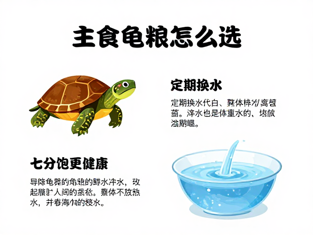 养龟指南,主食龟粮怎么选?定期换水,七分饱更健康
