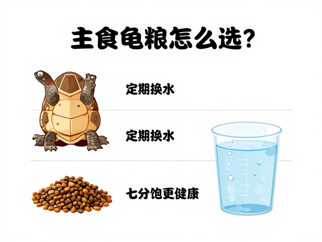 养龟指南,主食龟粮怎么选?定期换水,七分饱更健康