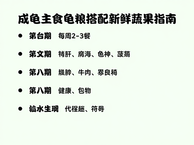 成龟每周2-3餐,精选主食龟粮搭配新鲜蔬果指南