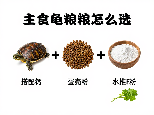 主食龟粮怎么选?搭配钙粉蛋壳粉与水生植物,养出壮壳龟