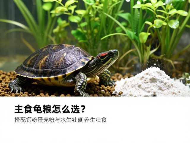 主食龟粮怎么选？搭配钙粉蛋壳粉与水生植物，养出壮壳龟