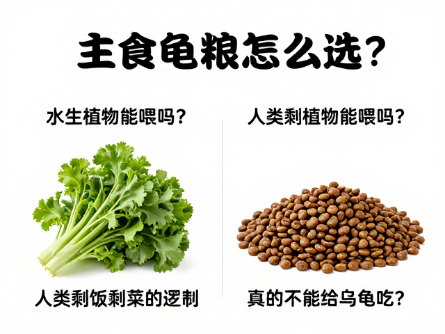 主食龟粮怎么选？水生植物能喂吗？人类剩饭剩菜真的不能给乌龟吃？