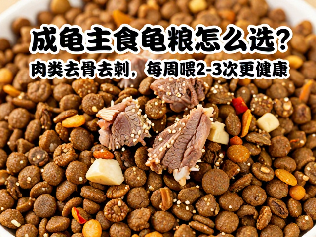 成龟主食龟粮怎么选？肉类去骨去刺，每周喂2-3次更健康