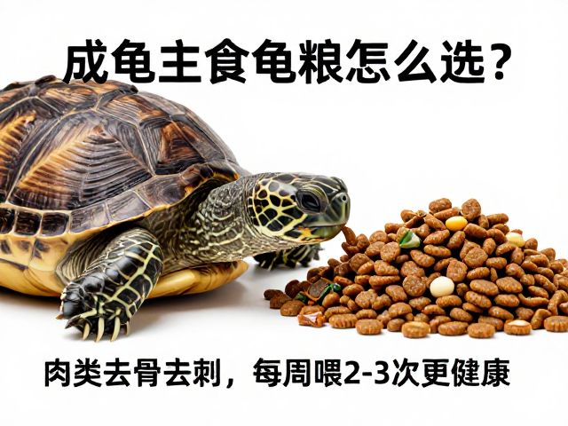 成龟主食龟粮怎么选？肉类去骨去刺，每周喂2-3次更健康