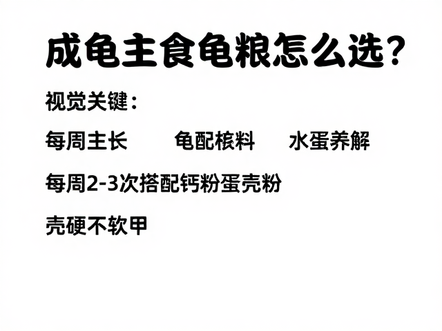 成龟主食龟粮怎么选?每周2-3次搭配钙粉蛋壳粉,壳硬不软甲