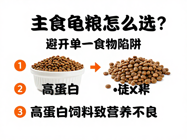 主食龟粮怎么选？避开单一食物陷阱，高蛋白饲料致营养不良