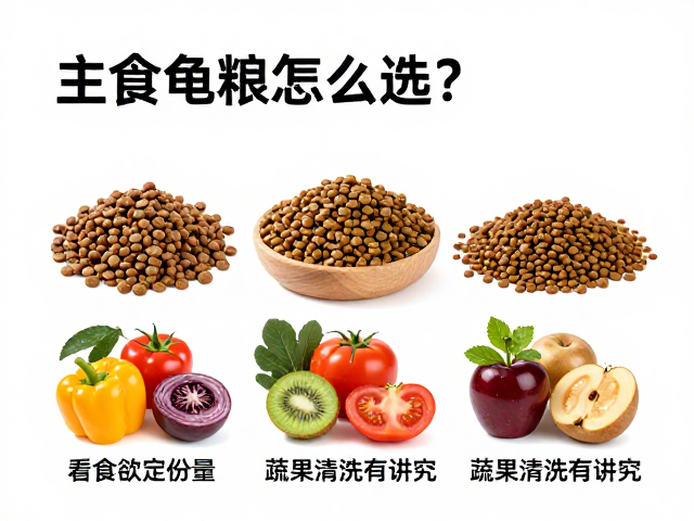 主食龟粮怎么选?看食欲定份量,蔬果清洗有讲究