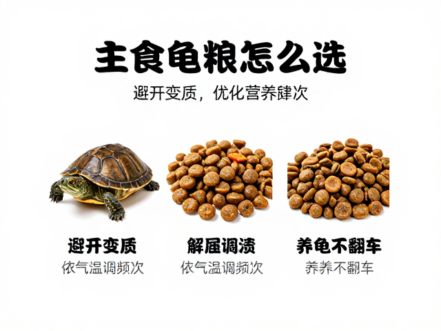 主食龟粮怎么选?避开变质,依气温调频次,养龟不翻车