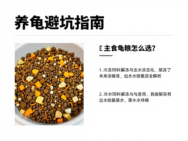 养龟避坑指南,主食龟粮怎么选?冷冻饲料解冻与自来水除氯全解析