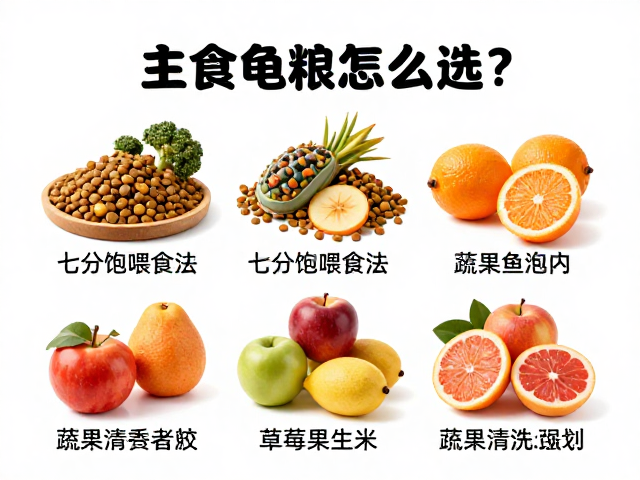 主食龟粮怎么选?七分饱喂食法,蔬果清洗全攻略