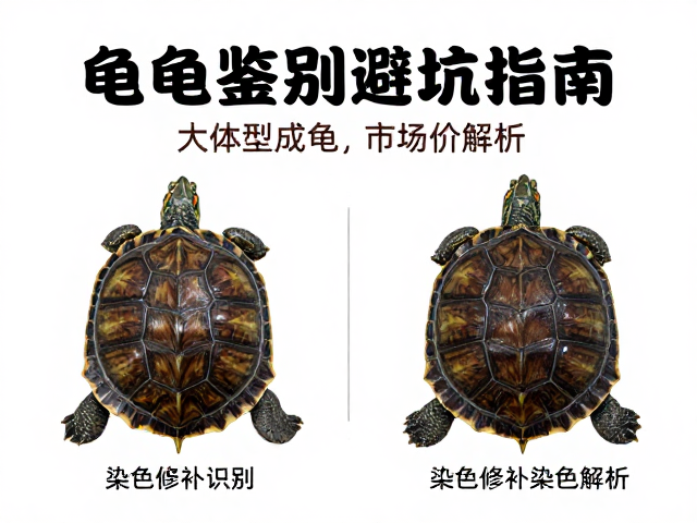 龟苗鉴别避坑指南,染色修补识别与大体型成龟市场价解析